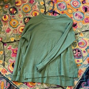 waffle green SUPER SOFT sweater with split sides